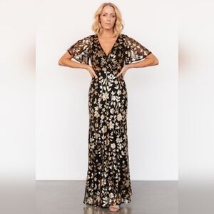 chinese dress ladies Baltic Born Womens Lynlee Metallic Maxi Dress | Off White Print